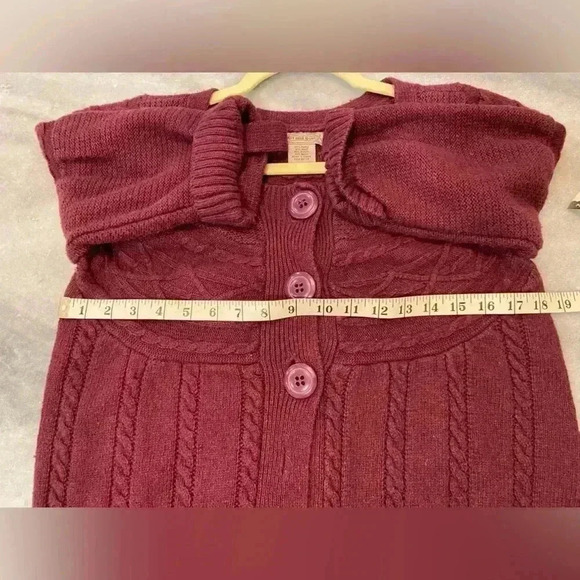 Art & Soul Short Sleeve Purple Big Button Roll Tab Canle Knit Cardigan Size XL - Picture 9 of 9